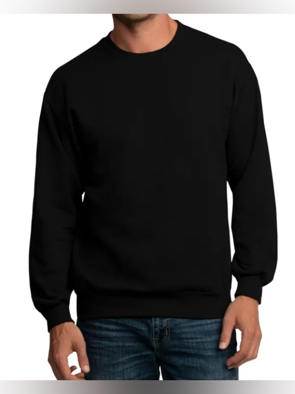 FRUIT OF THE LOOM CLASSIC SWEATSHIRT EVERSOFT FLEECE MENS CREWNECK BLACK SIZE S*